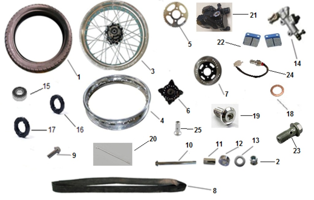 9 Vis m6×16 Orcal moto E4 roue arrière