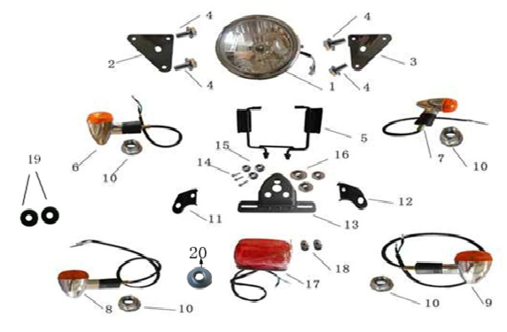 14 Vis m6×16 Orcal moto Phare E4