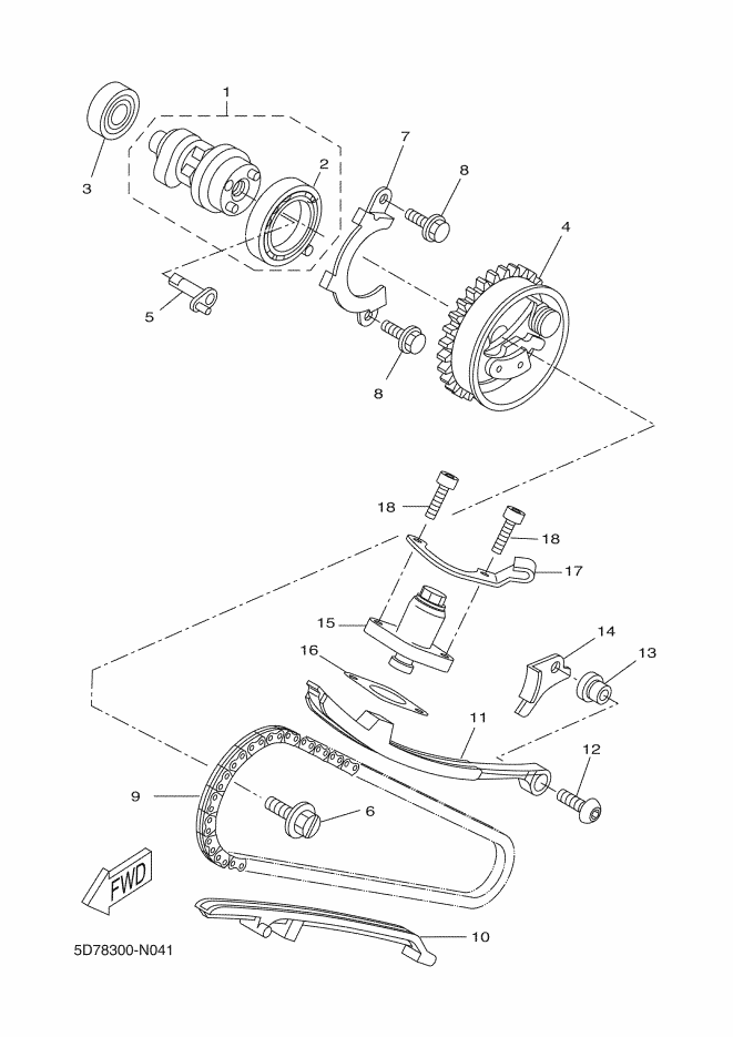 16 Joint tendeur chaine de distribution MT 125 Ph1 / YZF R 125 Ph2