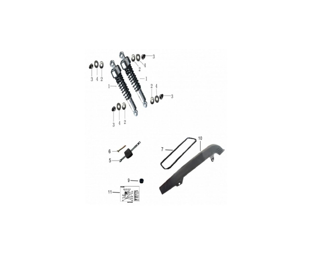 1B Rear shock absorber Mash 70 - 75 - New 70 - Cafe Racer - Scrambler 125