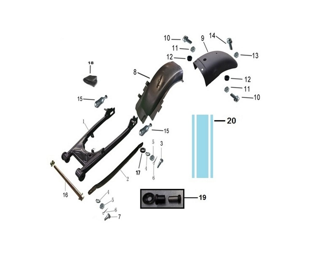 Guardabarros trasero cromado 9B Mash 70 - Scrambler 125