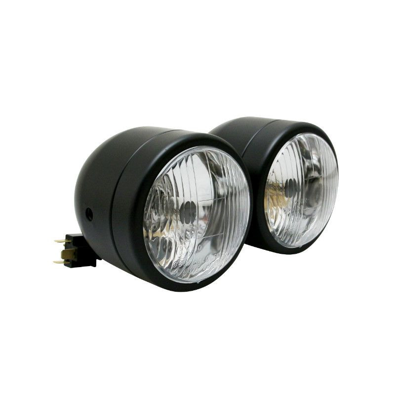 Óptica faro moto negro mate Avoc doble diam 90 mm