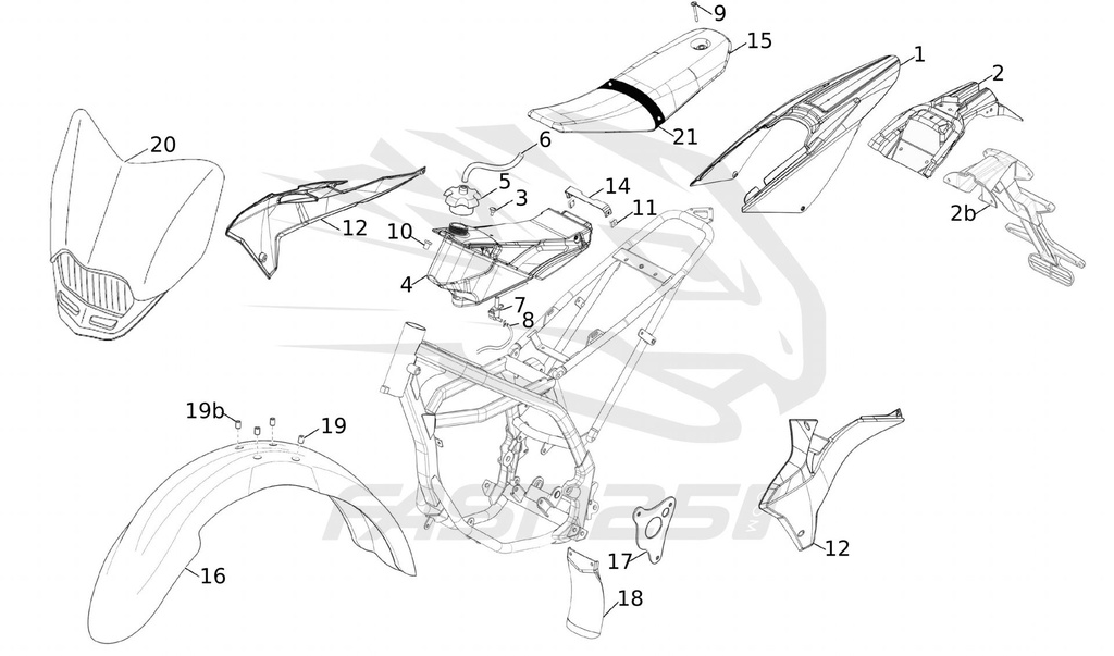 20 Complete headlight plate Fantic 125 Casa and Performance 2016-2019 black