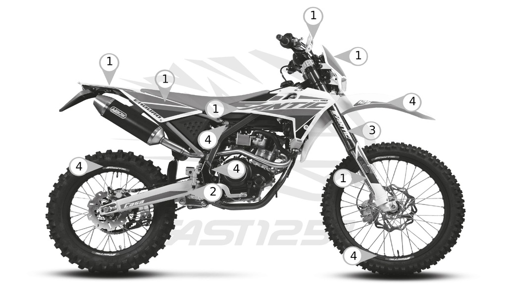 1 Kit déco Fantic 125 Enduro 2018 noir