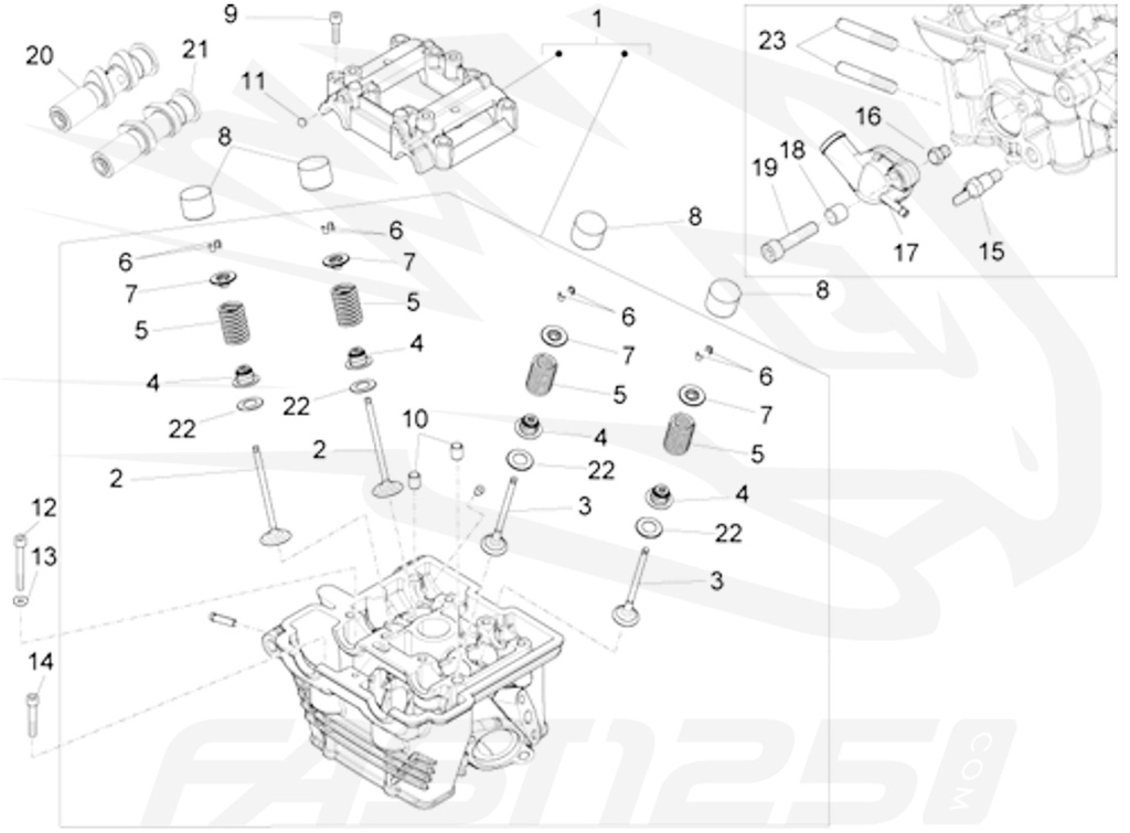 19 Vite fissaggio e spurgo 125 Aprilia - 125 Orcal - 125 FB Mondial