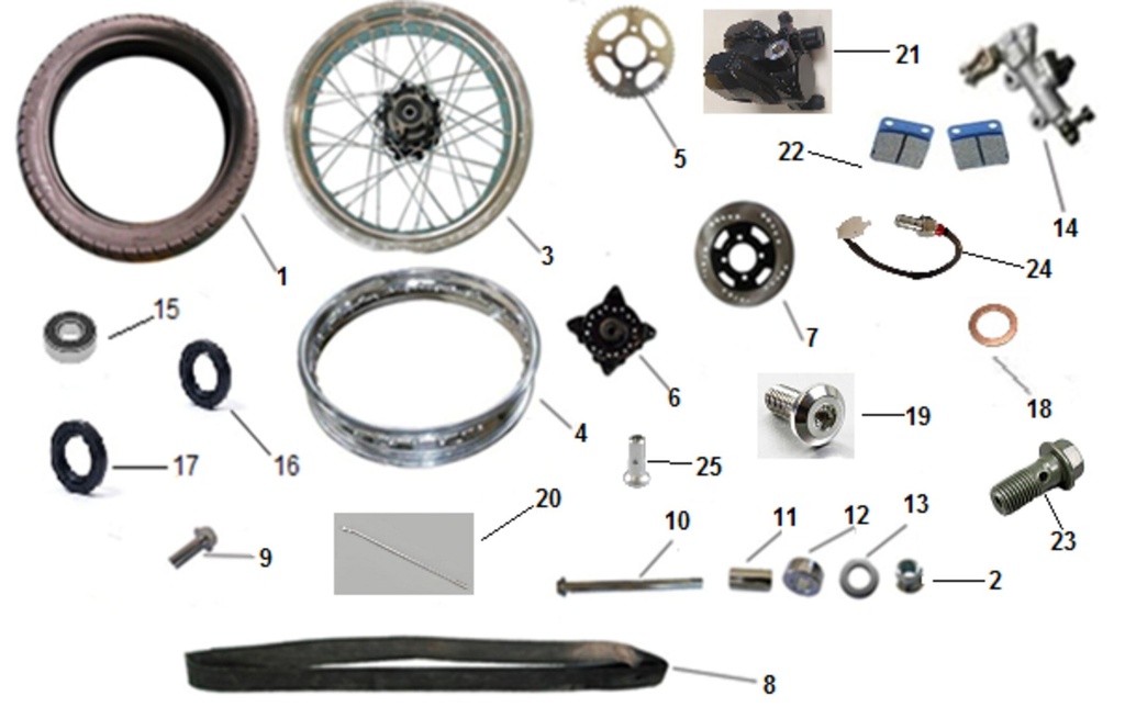 10 Eje de rueda de motocicleta Orcal 15 × 294mm