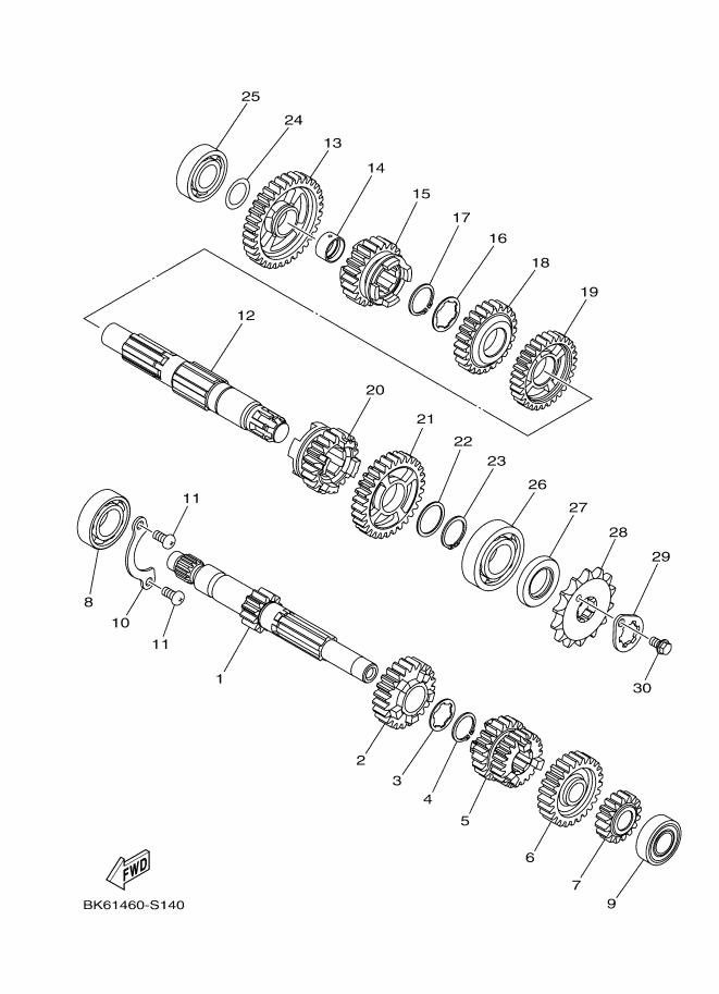 25 Rodamiento de eje secundario carter motor MT 125 Fase 2 / YZF R 125 Fase 3