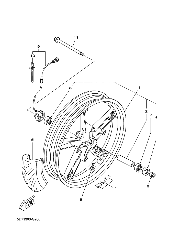 11 Yamaha YZF R 125 Ph1 Vorderradachse