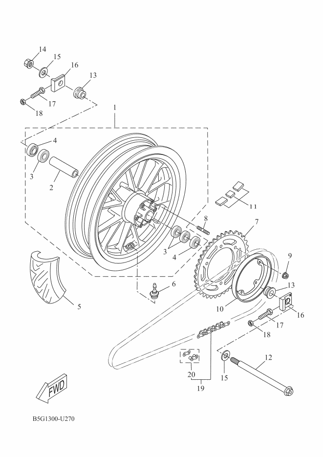 7 Corona 52 denti Yamaha MT 125 Ph2 / YZF R 125 Ph3