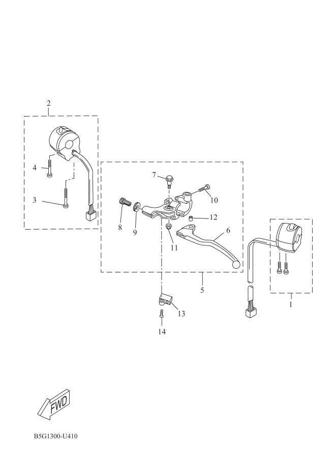 6 or 4 Yamaha YZF R 125 Ph3 / MT 125 Ph2 clutch lever