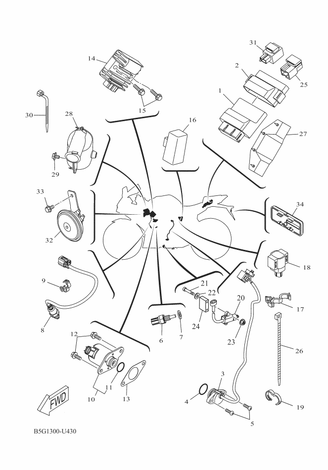 16 Relais de démarreur Yamaha YZF R 125 Ph3