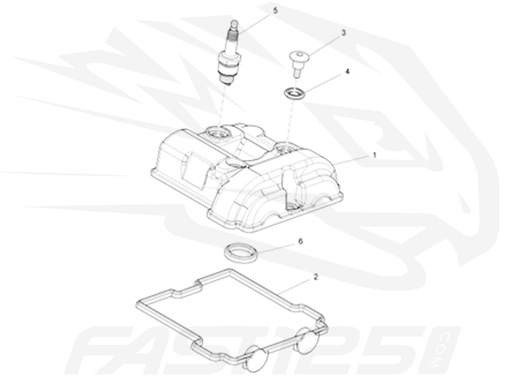 [70543 - 874617] 6 Guarnizione centrale coperchio testata 125 Aprilia - 125 Orcal - 125 FB Mondial