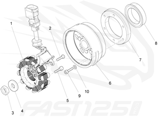 [640043] 1 Stator ignition 125 Aprilia - 125 Orcal - 125 FB Mondial