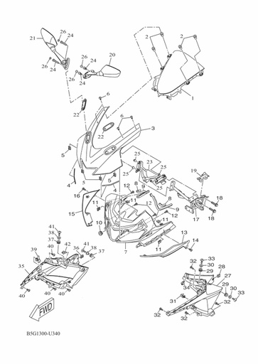 [BK6-F835G-00] 7 Cuerpo superior delantero para el faro de la Yamaha YZF-R125