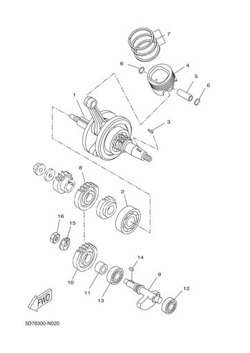 [93306-20221] 12 Roulement arbre équilibrage MT 125 Ph1 / YZF R 125 Ph2
