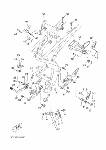 [5D7F72110000] 29 Brake pedal Yamaha YZF R 125 Ph1 and Ph2