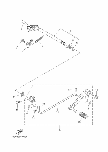 [2ND-E8101-00] 4 Yamaha MT 125 Ph2 / YZF R 125 Ph3 selector shaft